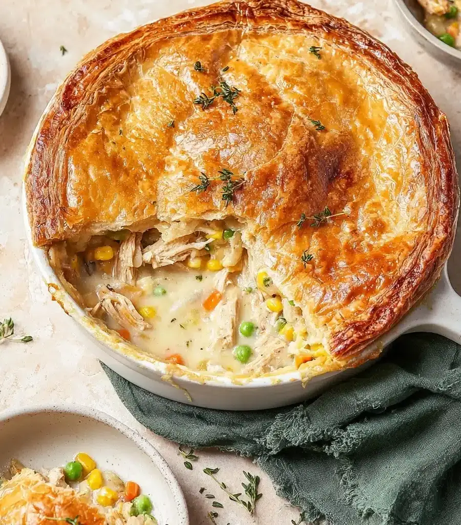 Skillet Chicken Pot Pie with Puff Pastry Recipe