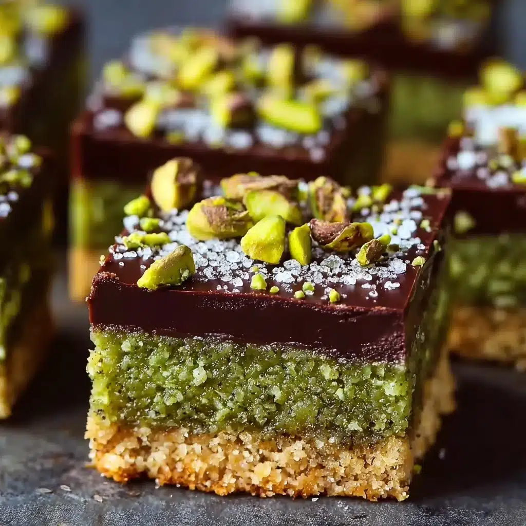 Brown Butter Dubai Pistachio Chocolate Chip Cookie Bars Recipe - Recipe Image
