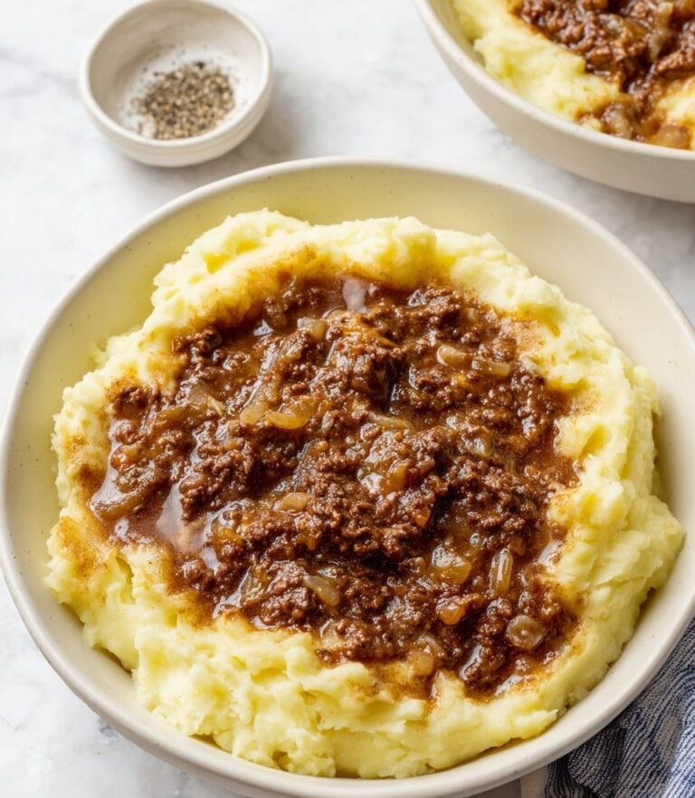 Ground Beef and Gravy Over Mashed Potatoes Recipe