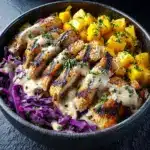 Jerk Chicken and Mango Slaw Bowls with Honey Lime Cream Recipe
