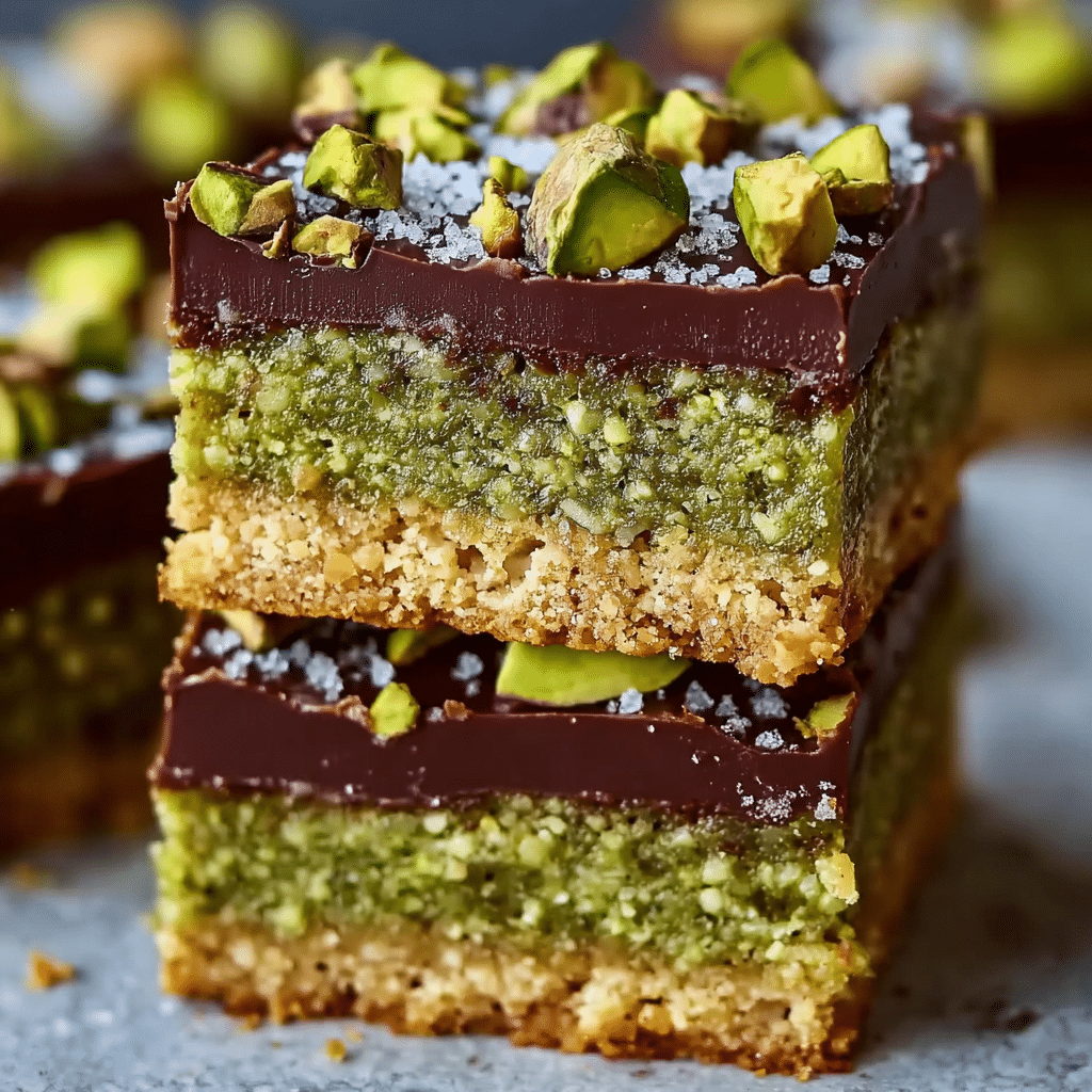 Brown Butter Dubai Pistachio Chocolate Chip Cookie Bars Recipe - Recipe Image