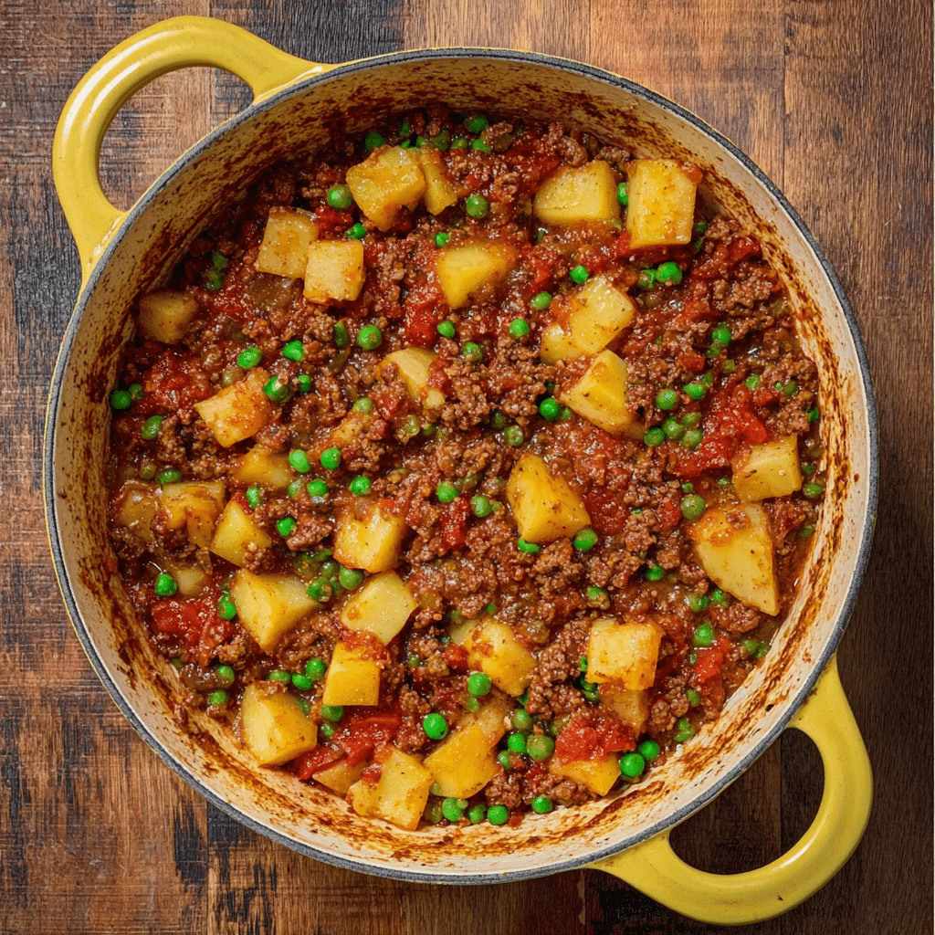 Indian Keema Aloo (Ground Beef and Potatoes) Recipe - Recipe Image
