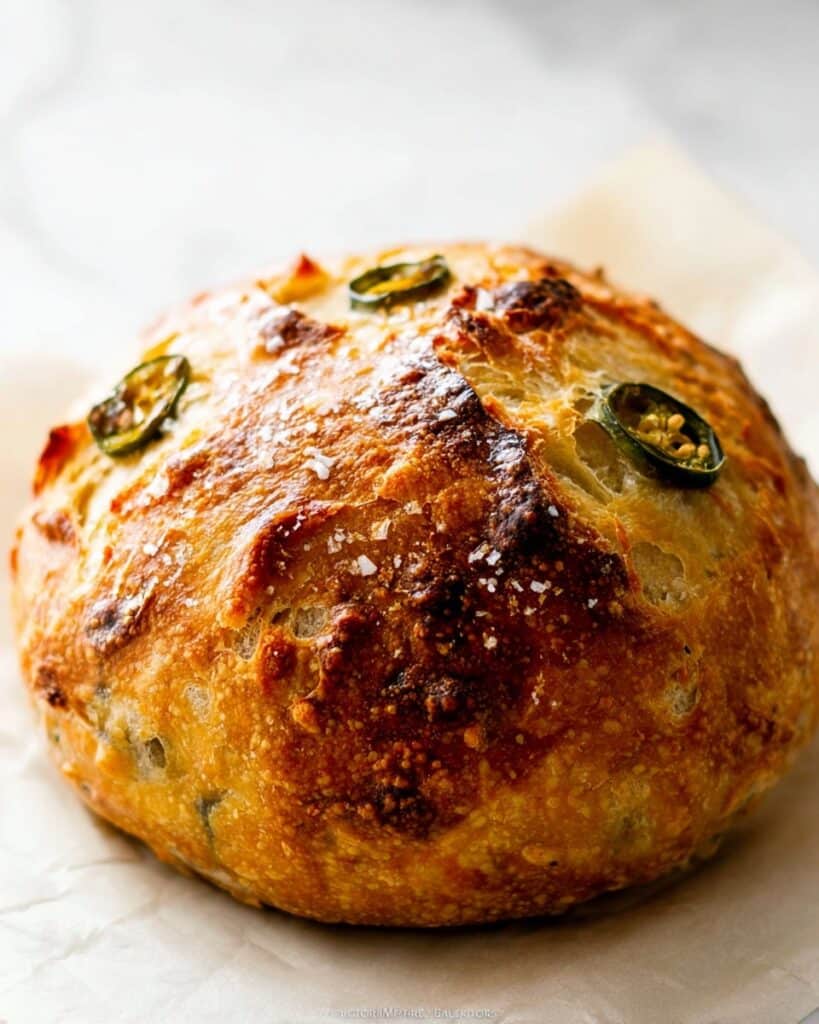 No Knead Jalapeño Cheddar Bread Recipe