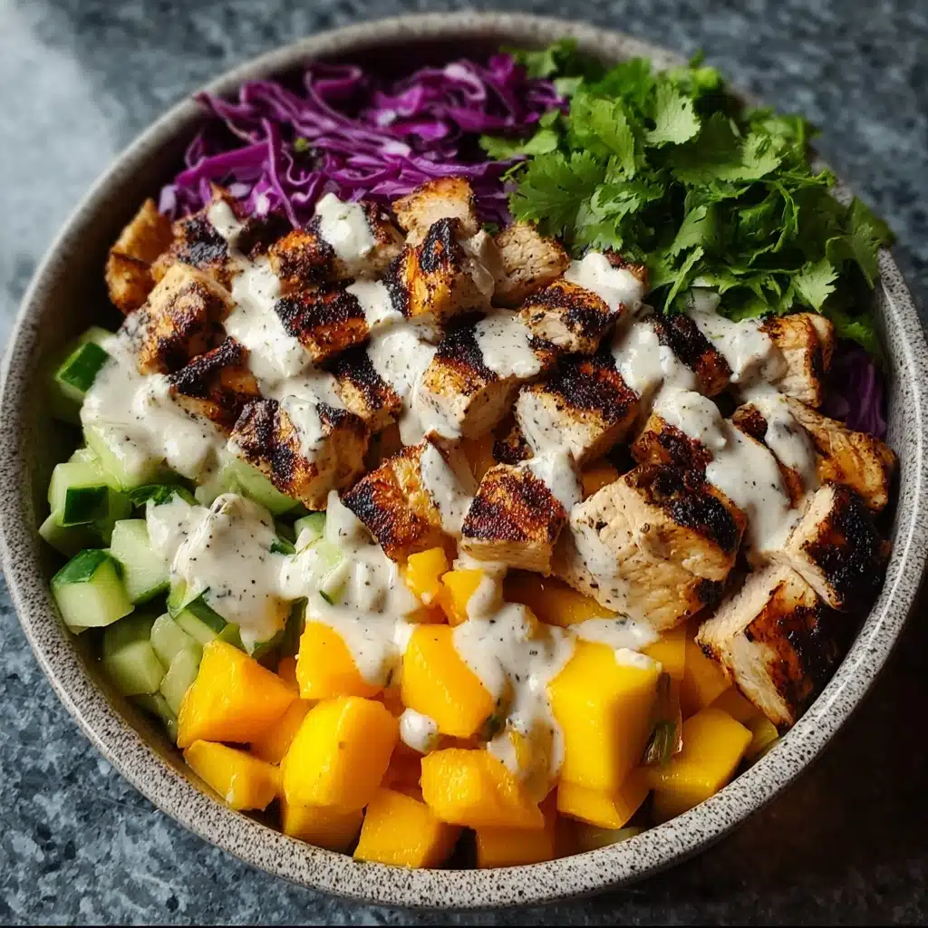 Jerk Chicken and Mango Slaw Bowls with Honey Lime Cream Recipe - Recipe Image