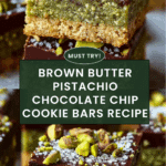 Brown Butter Dubai Pistachio Chocolate Chip Cookie Bars Recipe