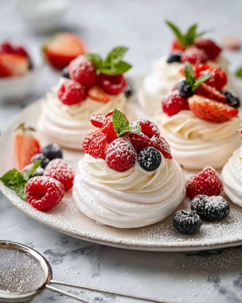 Mini Pavlovas with Fresh Fruit and Cream Recipe