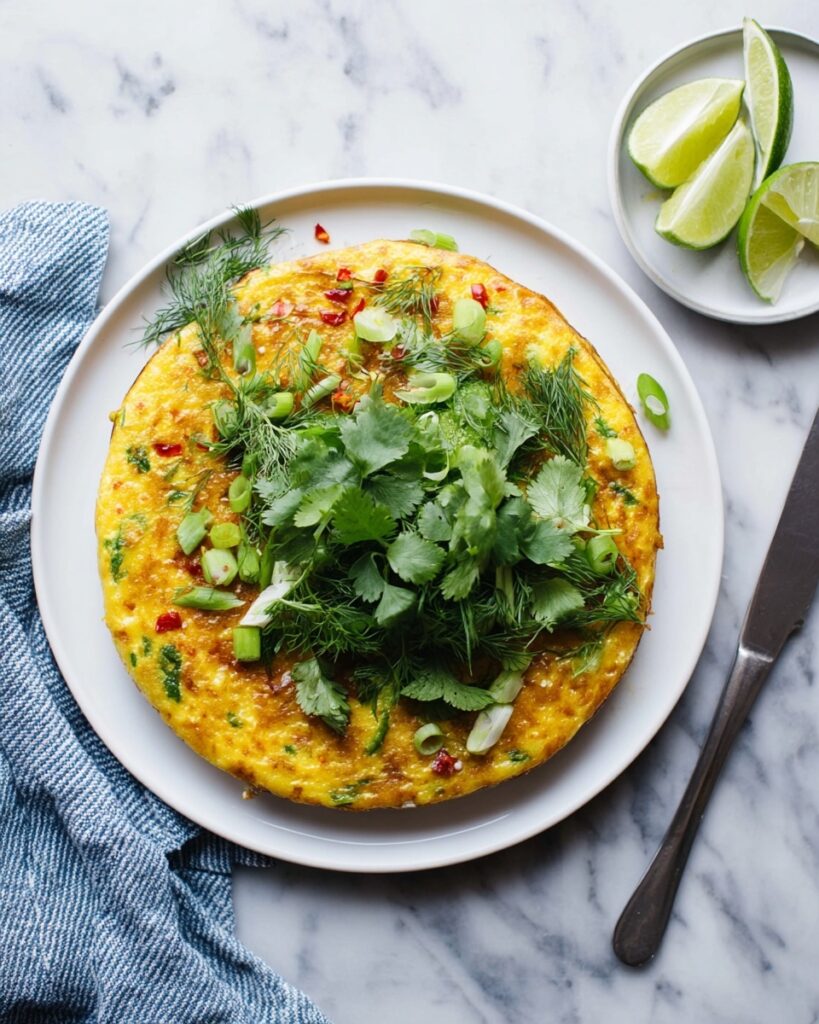 Grain Frittata with Chile, Lime, and Fresh Herbs Recipe