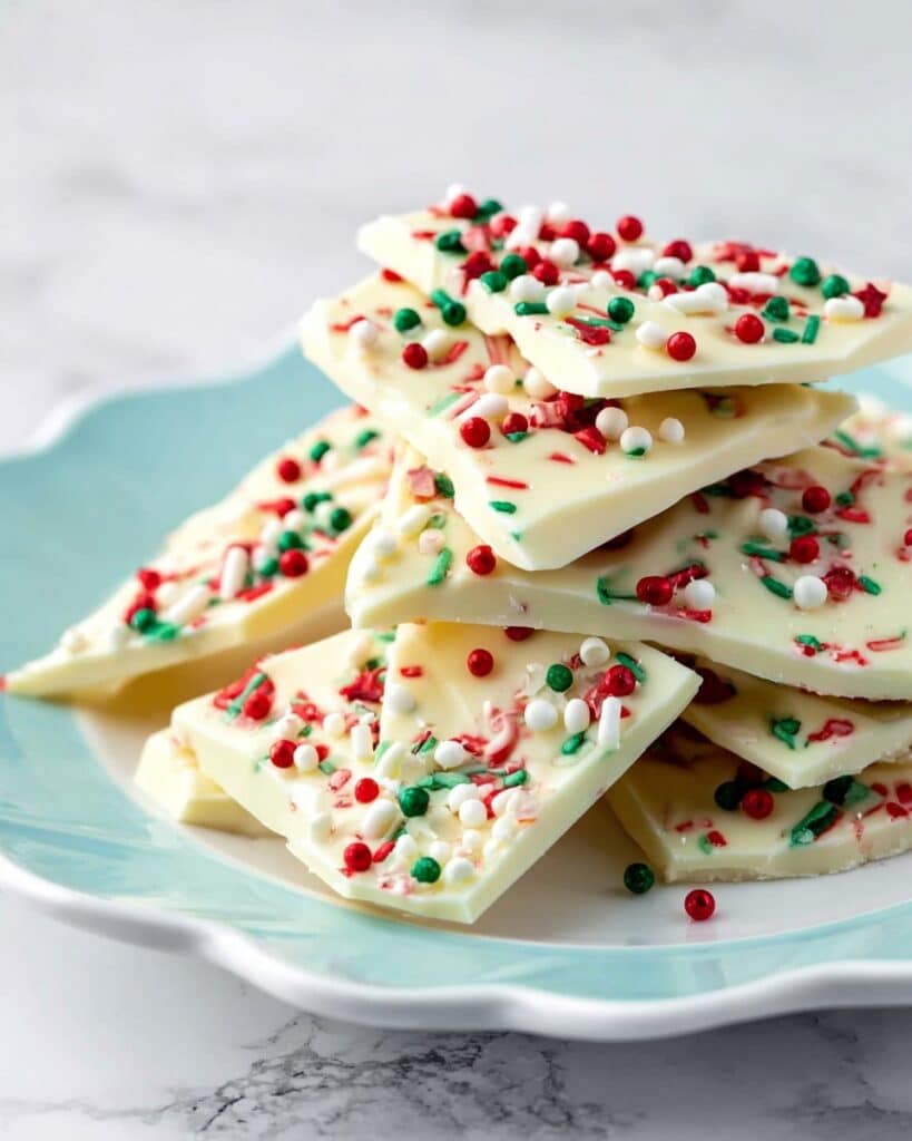 White Chocolate Christmas Sprinkle Bark Recipe