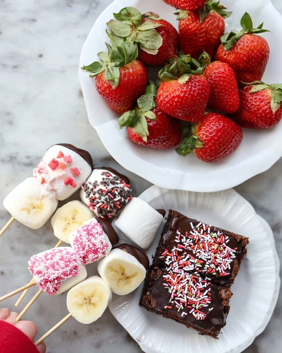A close-up image shows a woman's hand holding a yellow chip dipped halfway into smooth, thick dark chocolate sauce inside a black slow cooker pot that rests on a white marbled surface. The chocolate is glossy and dripping slightly from the chip, highlighting its rich texture. The pot has a shiny black rim and round shape, and the background is softly blurred. photo taken with an iphone --ar 4:5 --v 7