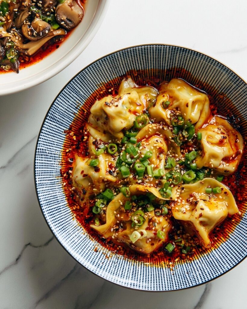 Chicken Wontons in Spicy Chili Sauce Recipe