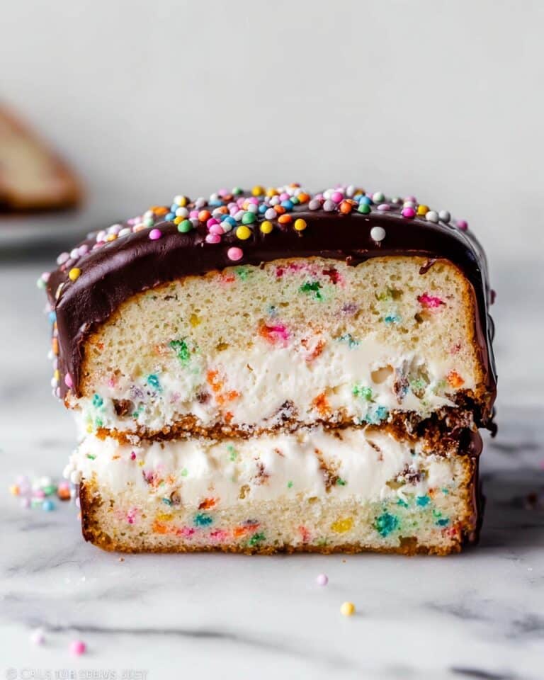 Ice Cream Loaf Cake with Chocolate Ganache and Sprinkles Recipe
