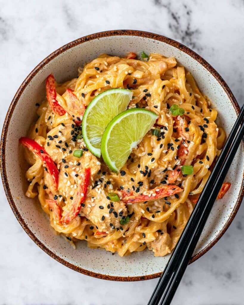 Thai Curry Noodles with Chicken and Creamy Coconut Sauce Recipe