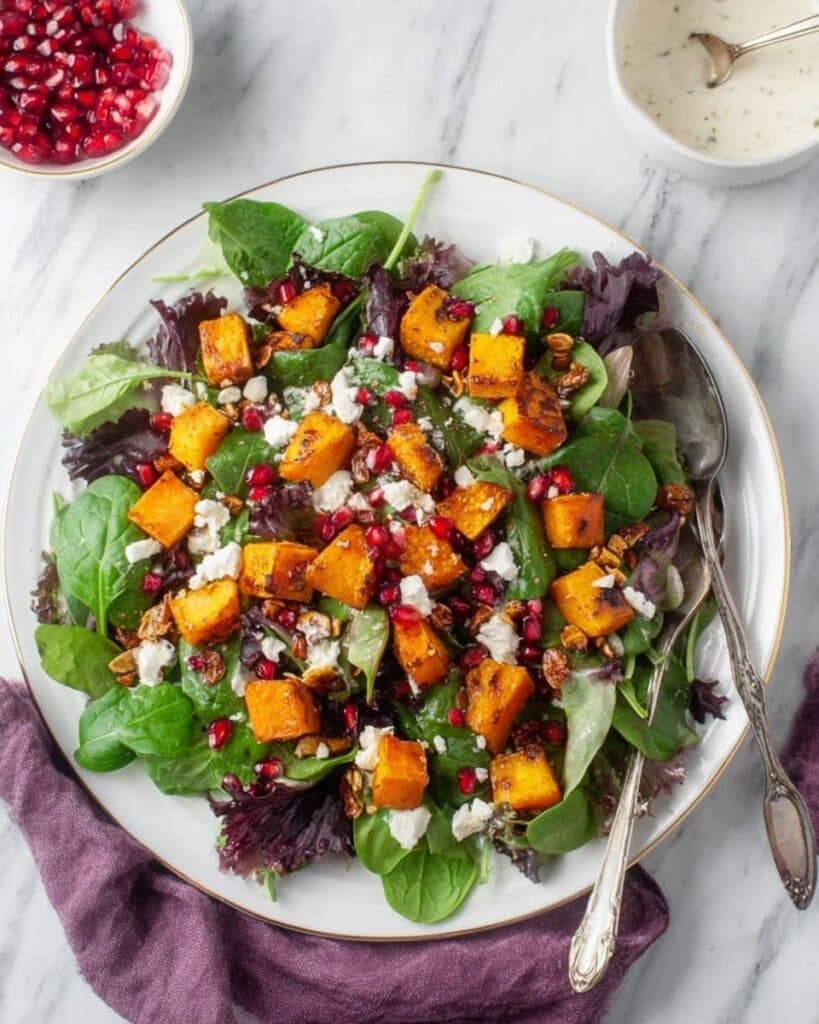 Spiced Roasted Butternut Squash Salad with Pomegranate, Dates, and Goat Cheese Recipe