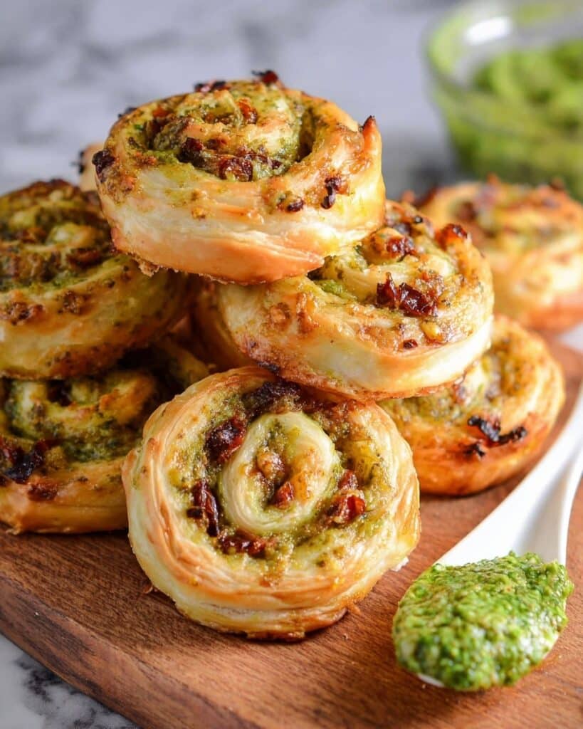 Chicken Pesto Puff Pastry Pinwheels Recipe