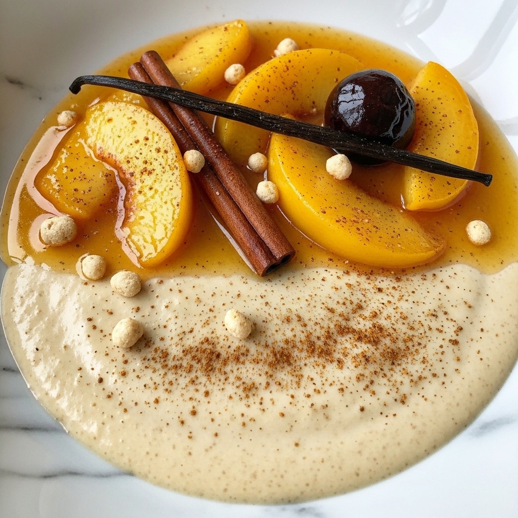 Orange Semolina Custard with Spiced Peach Syrup Recipe