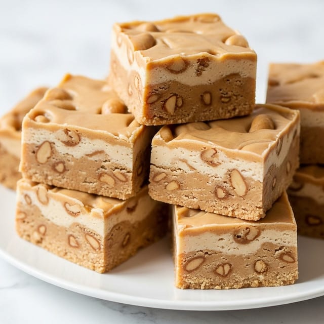 A close-up view of several square fudge pieces stacked on a white plate. Each fudge piece has a creamy light brown color with visible swirls and small darker brown bits inside, giving a marbled texture throughout. The fudge looks smooth and slightly shiny, with clean edges showing the dense and soft consistency. The white plate rests on a white marbled surface, with some light reflections enhancing the fudge's glossy finish. photo taken with an iphone --ar 4:5 --v 7
