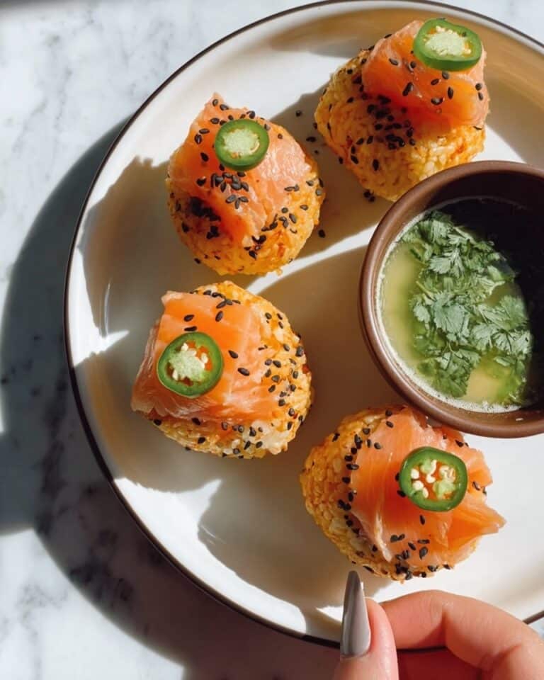 Sushi Ball with Crab, Salmon, and Spicy Sriracha Dipping Sauce Recipe