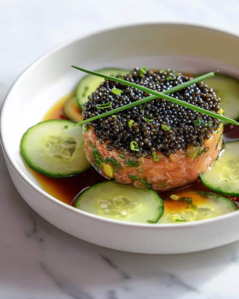 Salmon Tartare with Caviar and Citrus Drizzle Recipe