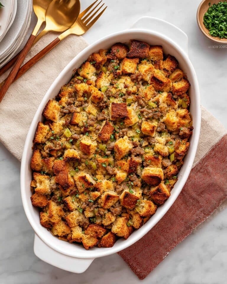 Cornbread Stuffing with Sausage, Herbs, and Optional Pecans Recipe