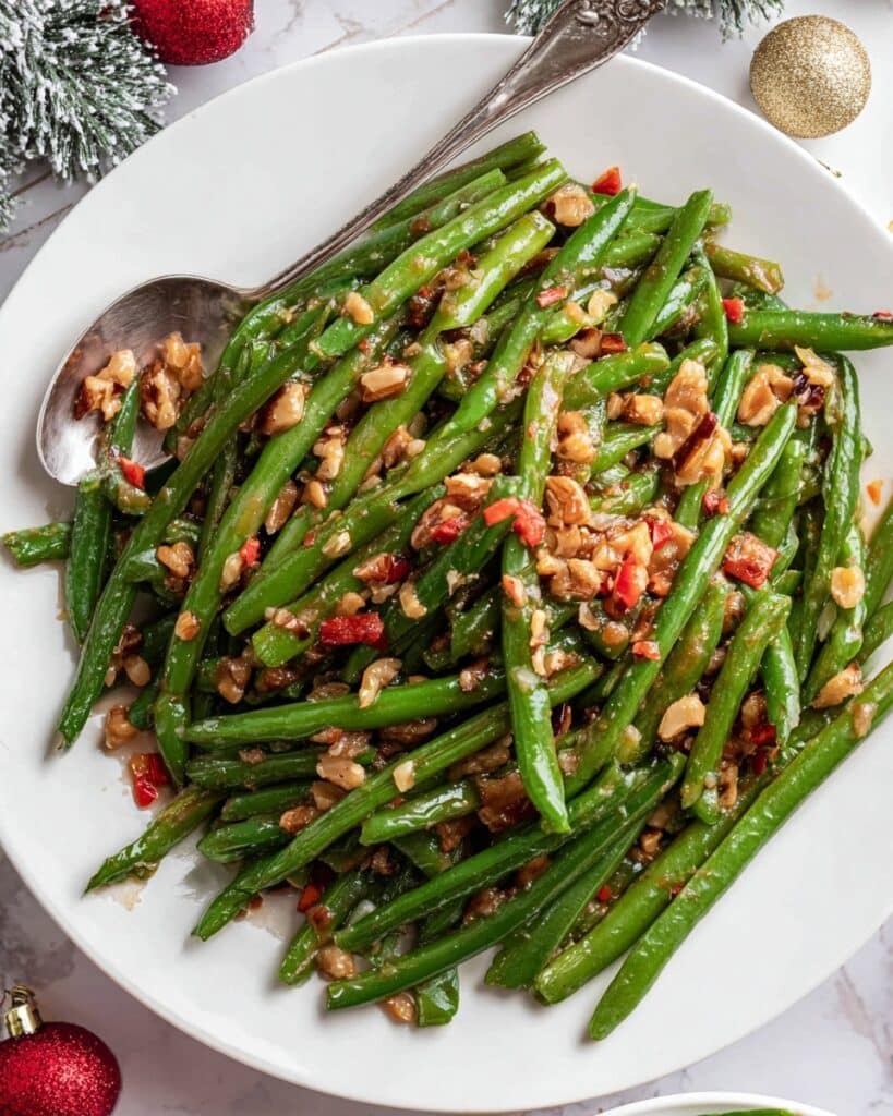 Christmas Green Beans with Toasted Pecans Recipe