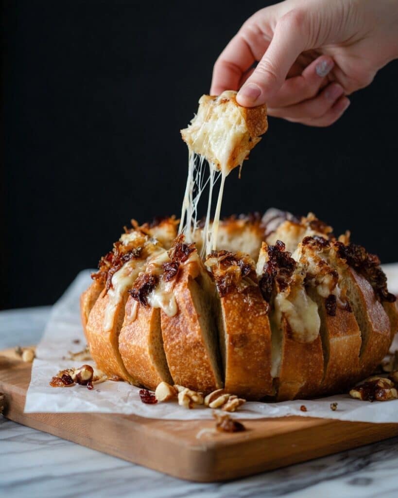 Cranberry Pecan Caramelized Onion Cheesy Pull-Apart Bread Recipe