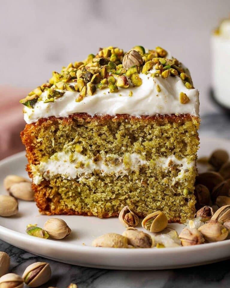 Pistachio Cake with Cream Cheese Whip and Chopped Pistachios Recipe