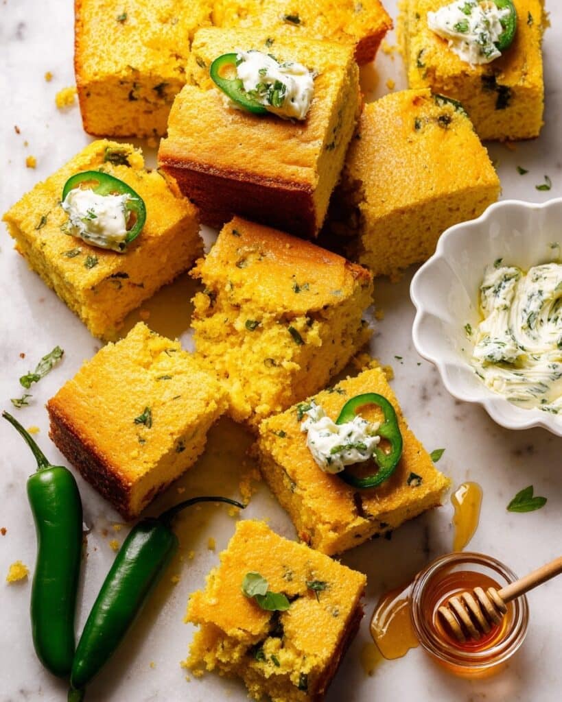 Jalapeño Cheddar Cornbread with Scallion Butter Recipe