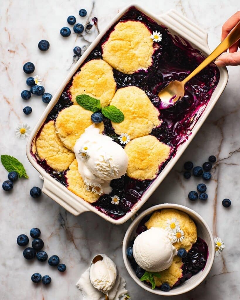 Blueberry Cobbler with Biscuit Topping and Lemon Essence Recipe