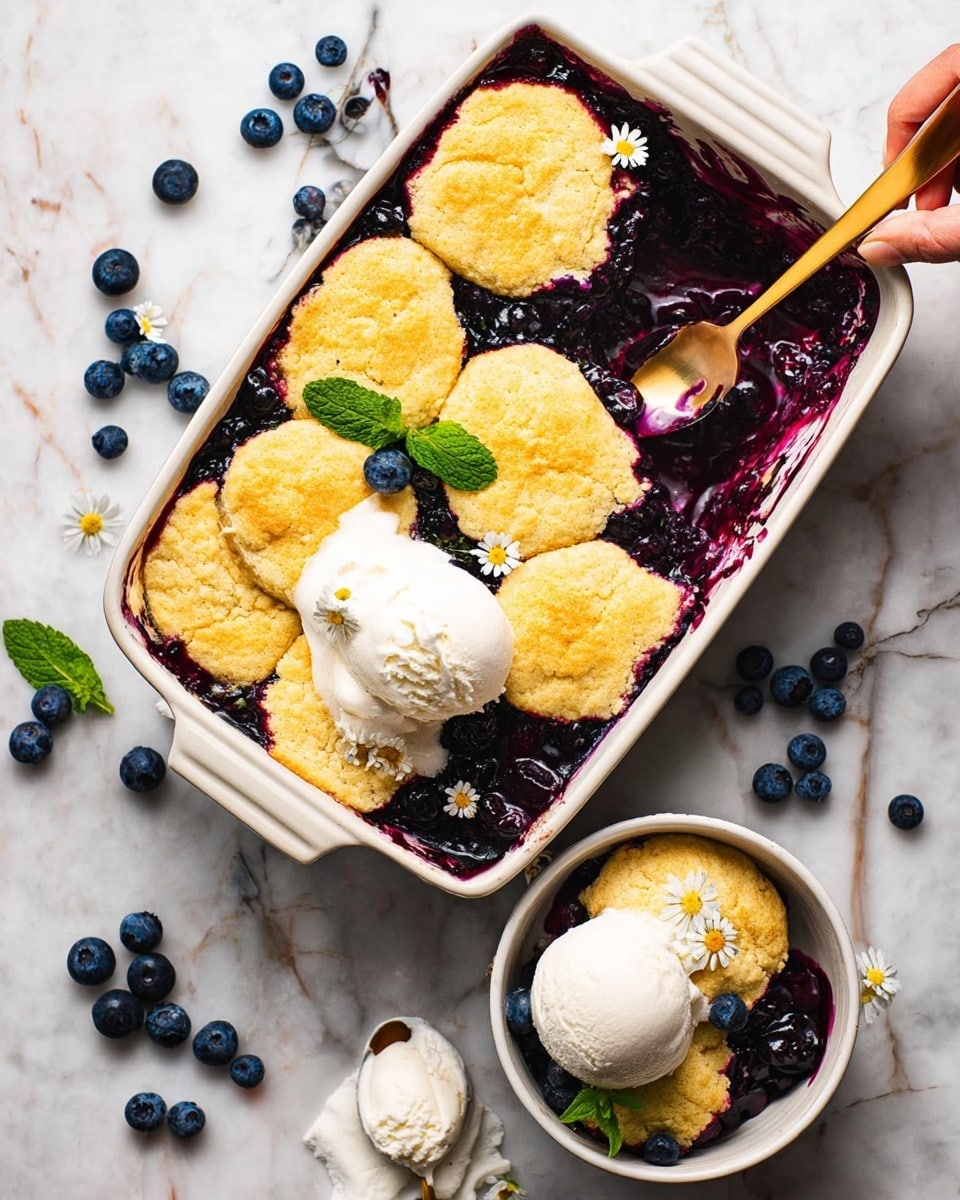 Blueberry Cobbler with Biscuit Topping and Lemon Essence Recipe