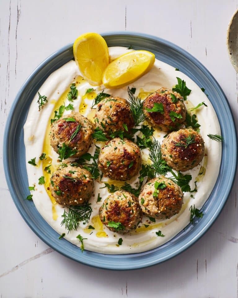 Turkey Feta Meatballs with Lemon-Yogurt Sauce Recipe
